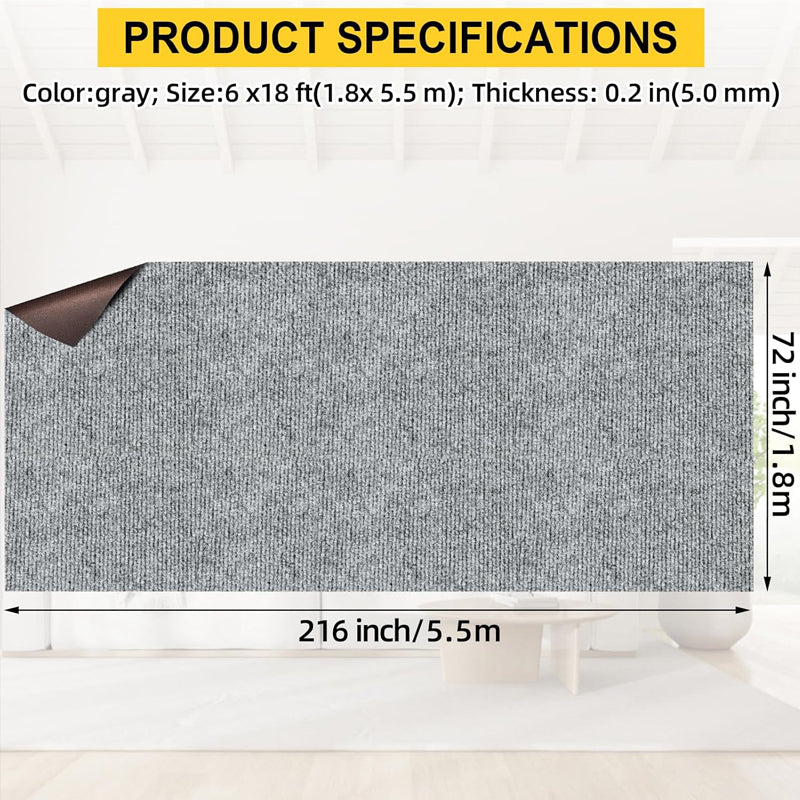 Smoke Gray 6 FT × 18 FT Marine Carpet Indoor Outdoor Carpet Cuttable Marine Grade Boat Carpet