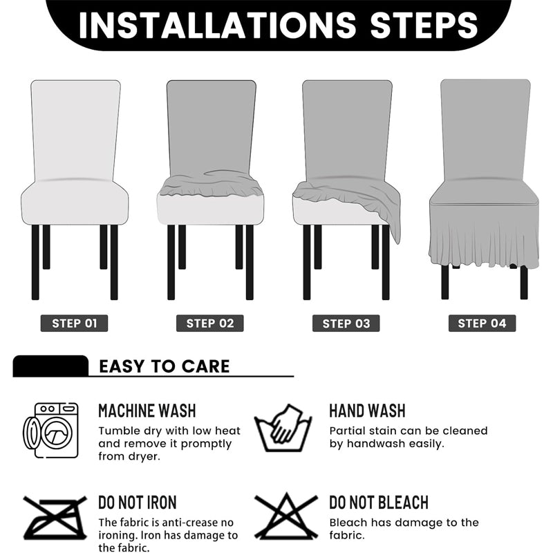 2 Pack Stretch Washable Chair Covers with Skirt Removable Chair Covers for Kitchen Chair