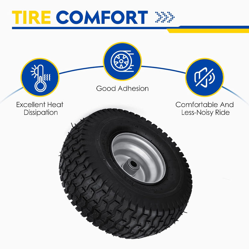 15x6-6" Lawn Mower Tires 2pcs Turf Tires 3" Centered Hub 3/4" Bushing for Riding Mowers