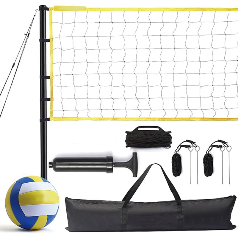 Outdoor Portable Volleyball Net System, Professional Volleyball Set with PVC Volleyball, Pump, Carrying Bag, Heavy Duty Volleyball Net for Backyard, Beach, Lawn