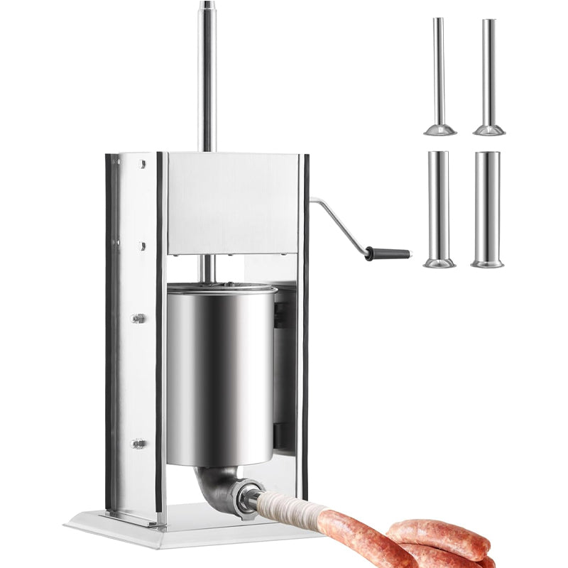 15L Manual Sausage Stuffer for Restaurants and Homes Stainless Steel Vertical Sausage Machine