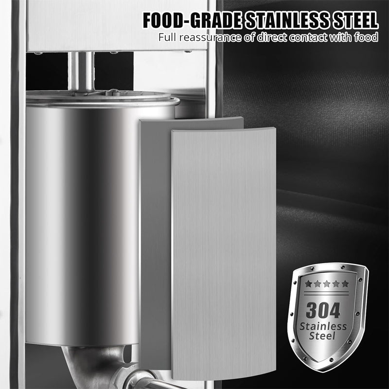 15L Manual Sausage Stuffer for Restaurants and Homes Stainless Steel Vertical Sausage Machine