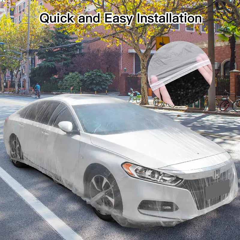 22'x12' Clear Plastic Car Cover 10PCS Universal Disposable Car Cover Waterproof Dustproof Protective Cover