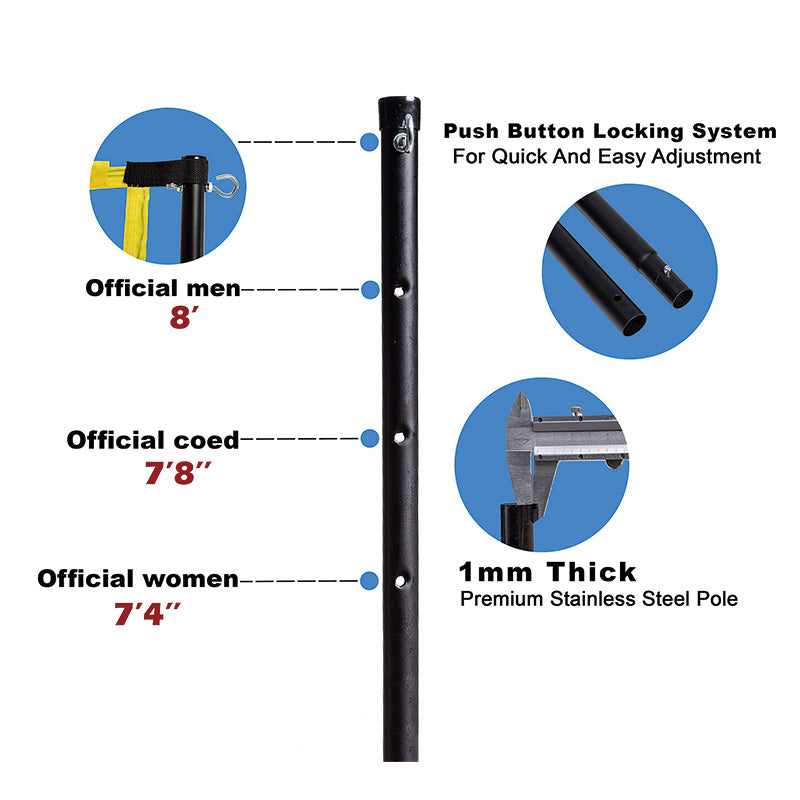 Outdoor Portable Volleyball Net System, Professional Volleyball Set with PVC Volleyball, Pump, Carrying Bag, Heavy Duty Volleyball Net for Backyard, Beach, Lawn