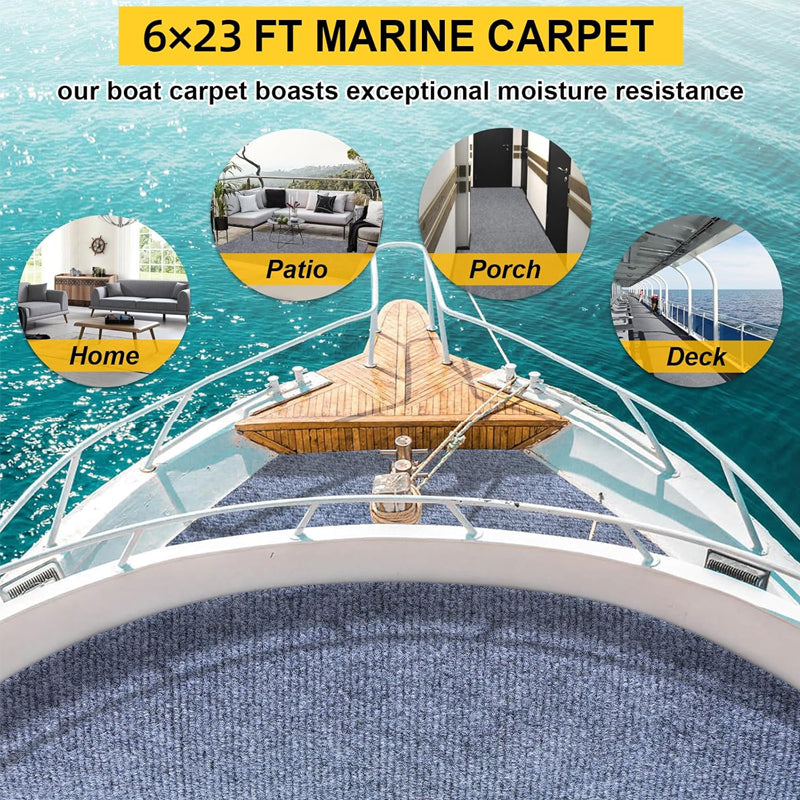 Blue-Gray Marine Carpet 6 FT × 23 FT Marine Grade Carpet for Boats Outdoor Marine Carpeting