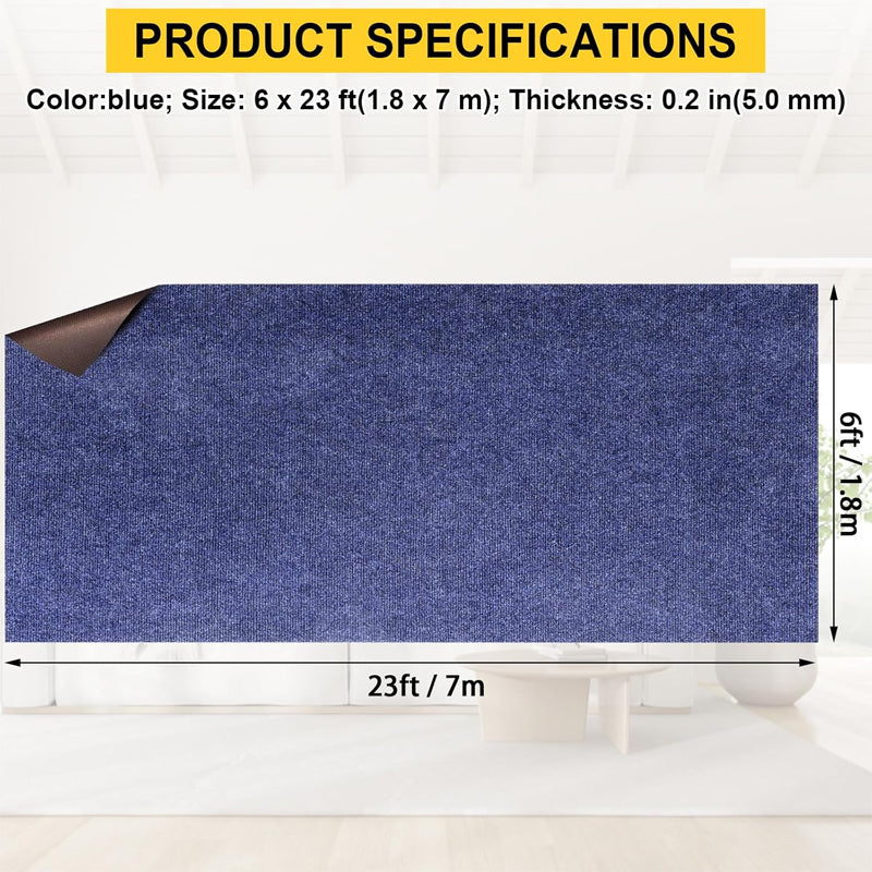 Deep Blue Marine Carpet 6 FT × 23 FT Water-Proof Carpet Roll 0.2" Thick Boat Carpet Marine Carpeting