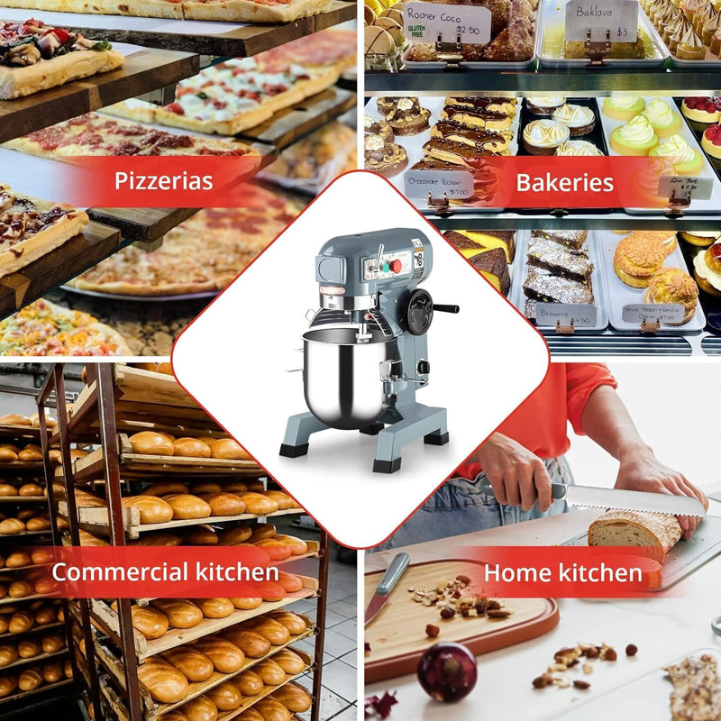 15Qt 600W Commercial Food Mixer with 3 Speeds Adjustable Stainless Steel Bowl Food Mixer
