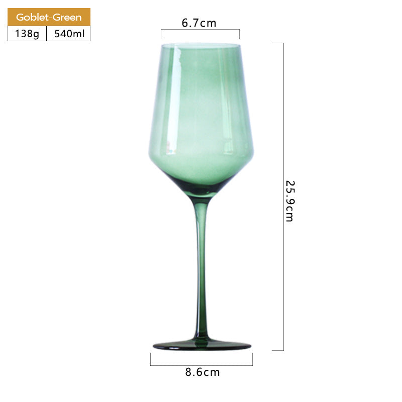 540ml Lead-Free Glass Wine Stemware Multicolor Champagne Glasses Blown Glassware