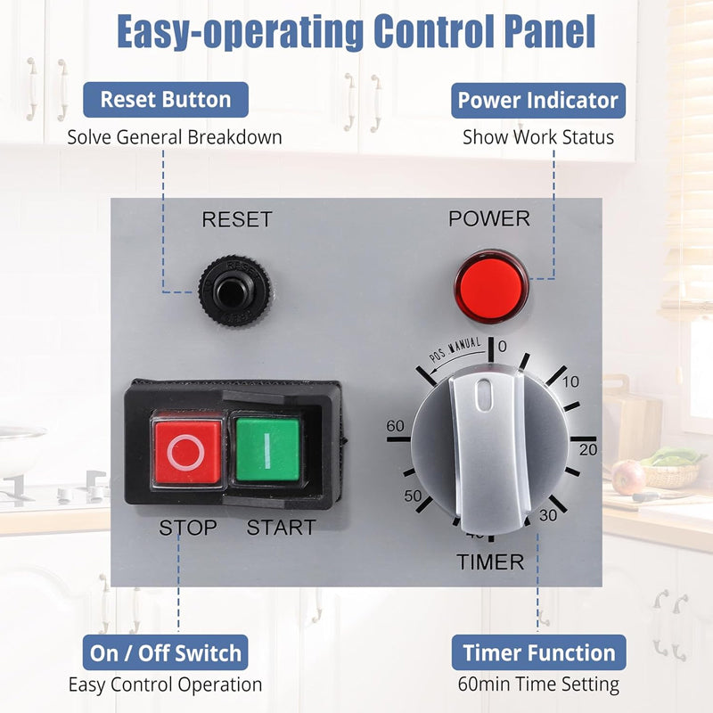 8.5Qt 450W Commercial Dough Mixer Food Mixer with Food-grade Stainless Steel Bowl for Restaurant Pizzeria