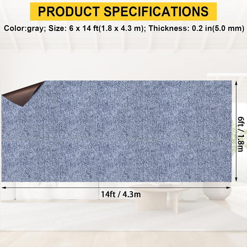 Marine Carpet Blue-Gray 6 FT × 14 FT Non-Slip and Soft Surface Premium Indoor Outdoor Carpet