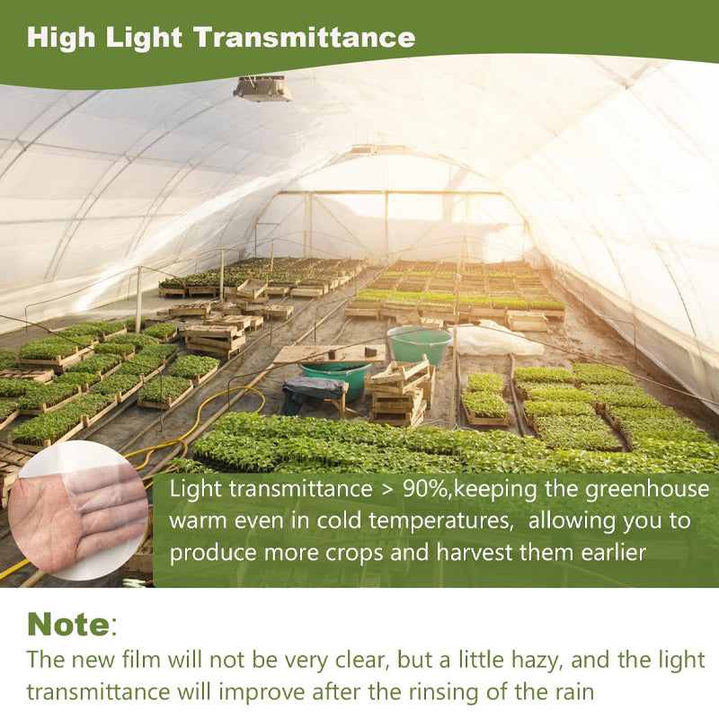 12 x 25 ft Greenhouse Plastic Sheeting 6 Mil Clear Greenhouse Film Polyethylene UV Resistant Sheeting