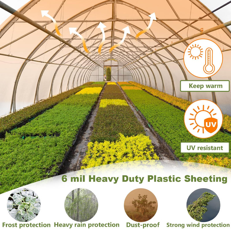 12 x 25 ft Greenhouse Plastic Sheeting 6 Mil Clear Greenhouse Film Polyethylene UV Resistant Sheeting