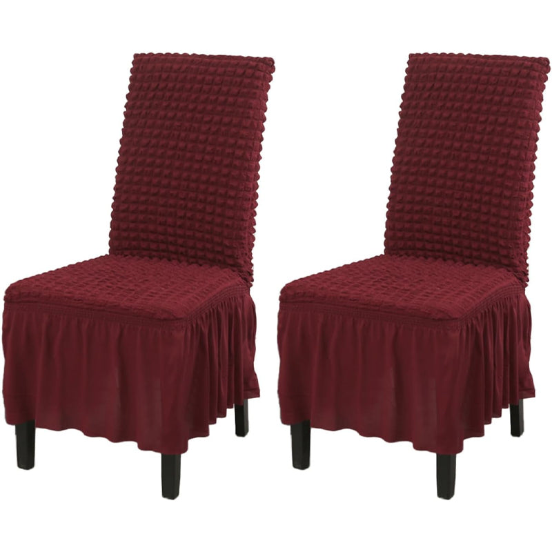 2 Pack Stretch Washable Chair Covers with Skirt Removable Chair Covers for Kitchen Chair