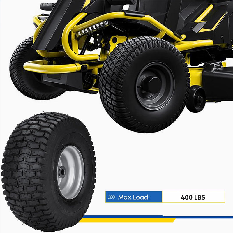 15x6-6" Lawn Mower Tires 2pcs Turf Tires 3" Centered Hub 3/4" Bushing for Riding Mowers