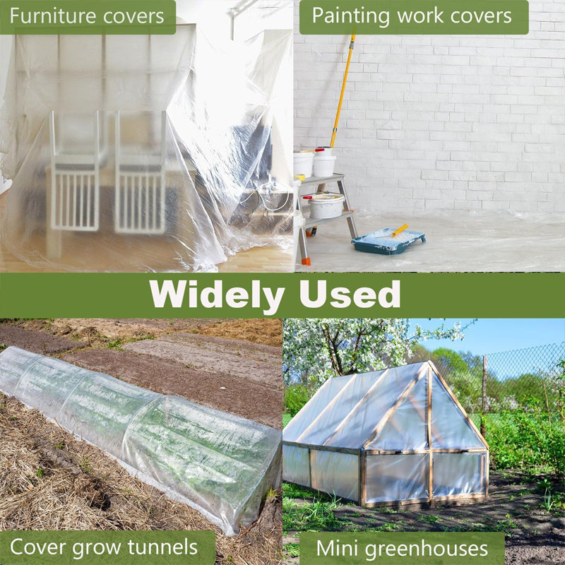 12 x 25 ft Greenhouse Plastic Sheeting 6 Mil Clear Greenhouse Film Polyethylene UV Resistant Sheeting