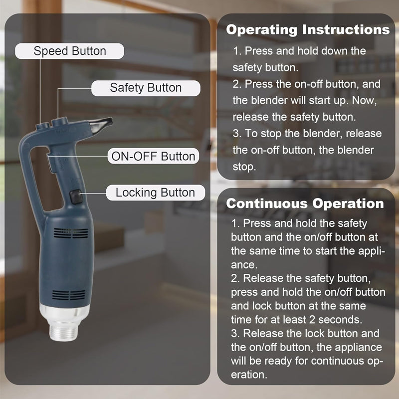 350W 12" Commercial Immersion Blender Professional Blender for Restaurant Kitchen Stick Mixer