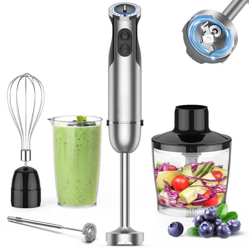 1000W Immersion Blender 12-Speed Turbo Stick Blender Stainless Steel Blade Hand Mixer