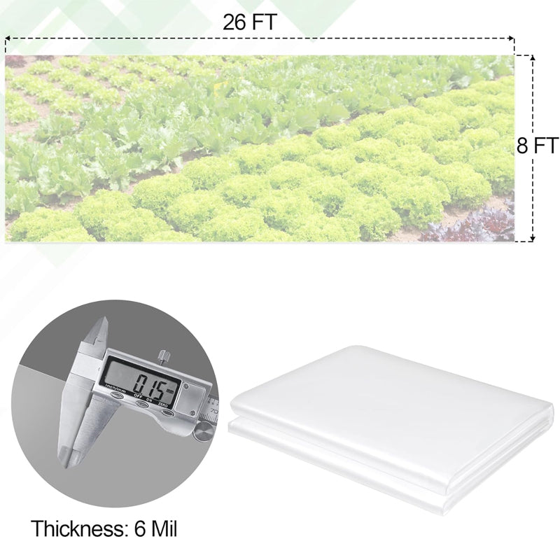 8 x 25 ft Polyethylene Greenhouse Film Clear Greenhouse Plastic Sheeting for Farming Gardening