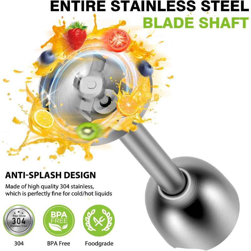 1000W Immersion Blender 12-Speed Turbo Stick Blender Stainless Steel Blade Hand Mixer