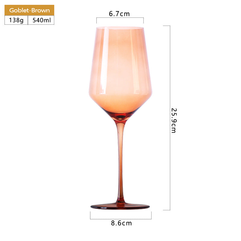 540ml Lead-Free Glass Wine Stemware Multicolor Champagne Glasses Blown Glassware