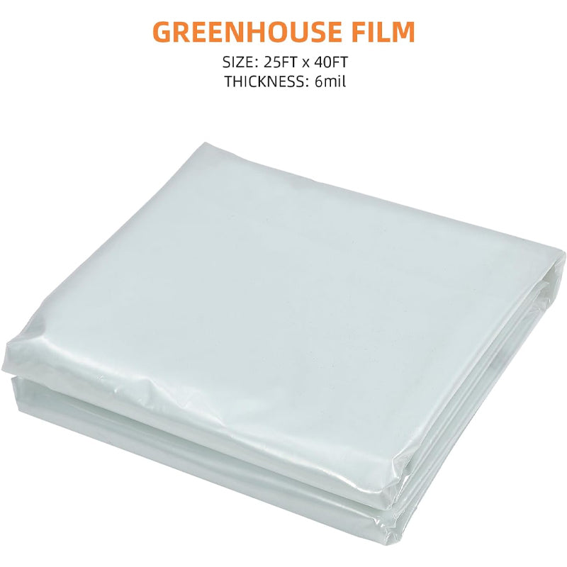 24 x 40 ft Greenhouse Polyethylene Film 6 Mil Thickness Greenhouse Clear Plastic Sheeting Film