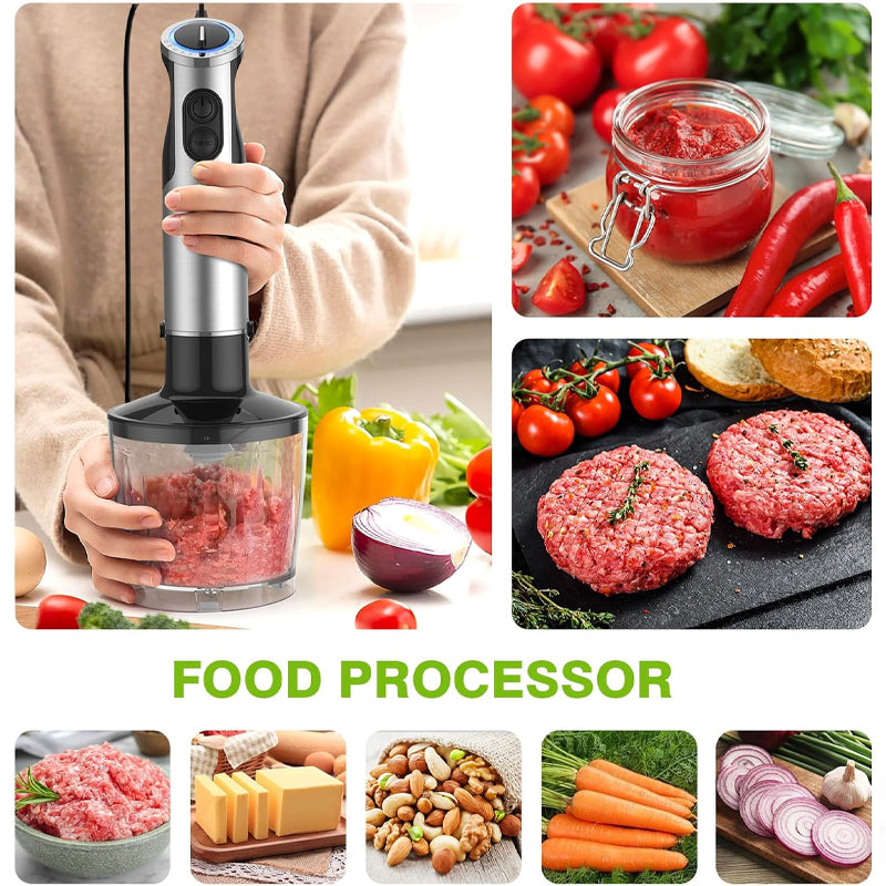 1000W Immersion Blender 12-Speed Turbo Stick Blender Stainless Steel Blade Hand Mixer