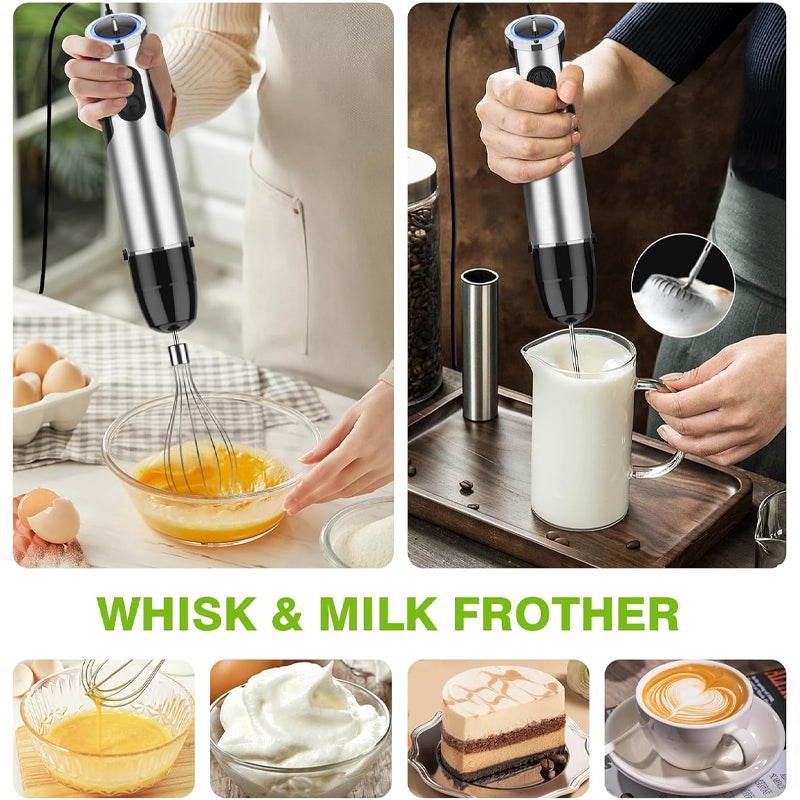 1000W Immersion Blender 12-Speed Turbo Stick Blender Stainless Steel Blade Hand Mixer