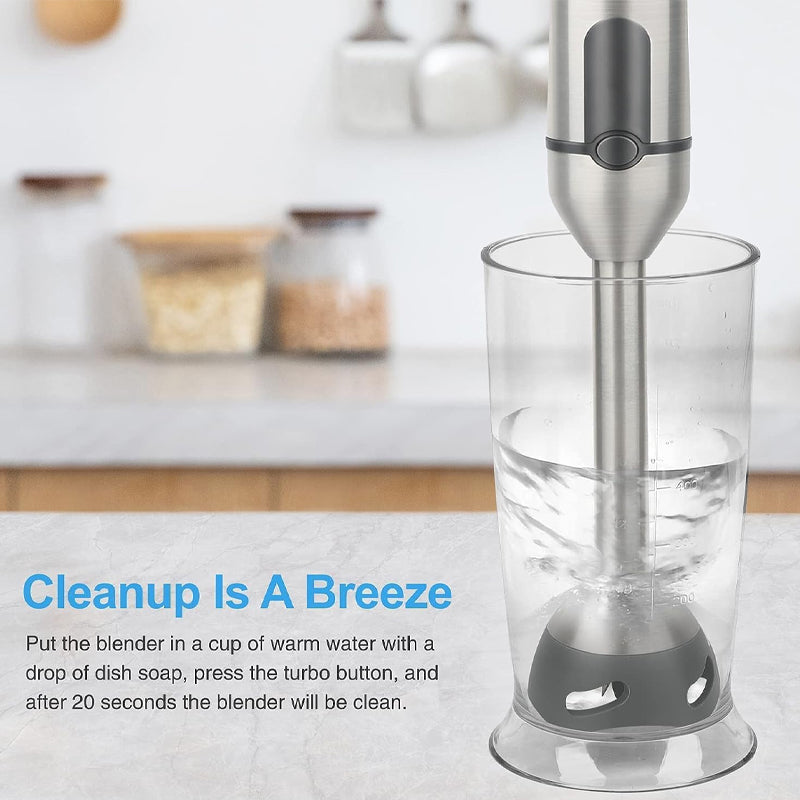 800W 15-Speed Immersion Blender Scratch Resistant Hand Blender Copper Motor Turbo Mode Hand Mixer