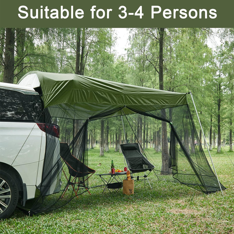 Car Awning with Mosquito Net Cars SUVs MVPs Sun Shelter Portable Shade Canopy Outdoor Camping