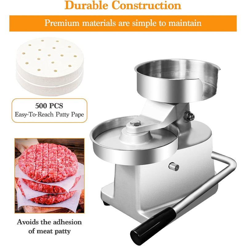 4inch/100mm Commercial Burger Press Maker with 500 Pcs Patty Papers Hamburger Press Burger Machine