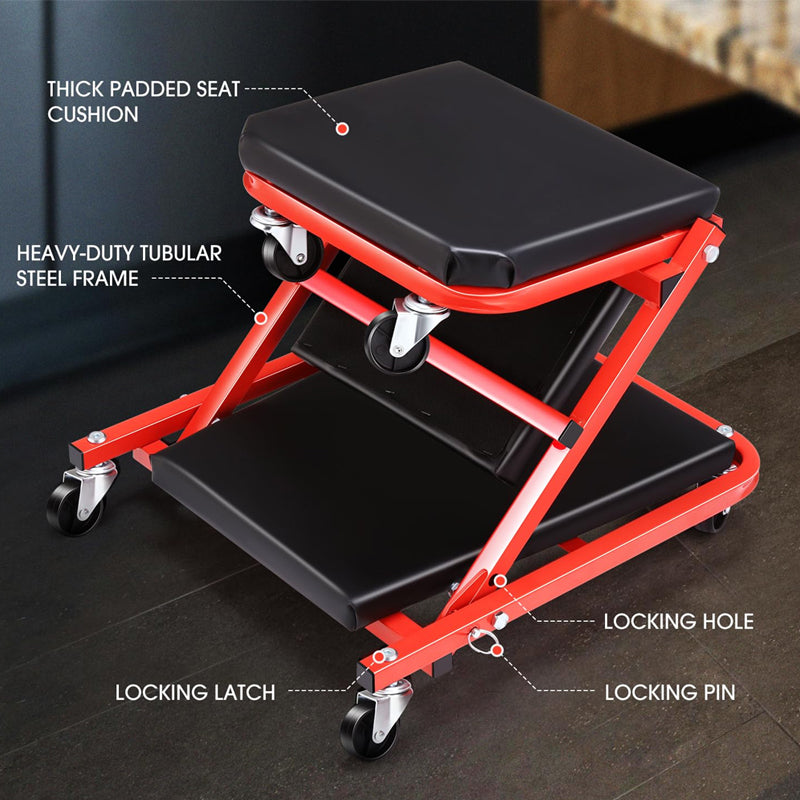 36 Inches 2 IN 1 Z Creeper Seat Rolling Folding Creeper/Seat Auto Mechanics Shop Garage Work Stool
