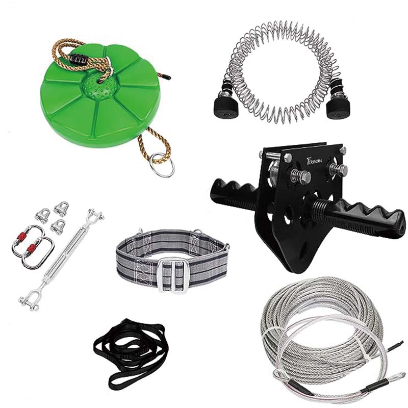 Zipline Kit for Kids and Adult, 65 ft Zip Line Kits Up to 500 lb,Playground Entertainment with Zipline, Nylon Safety Harness, Seat, and Handlebar