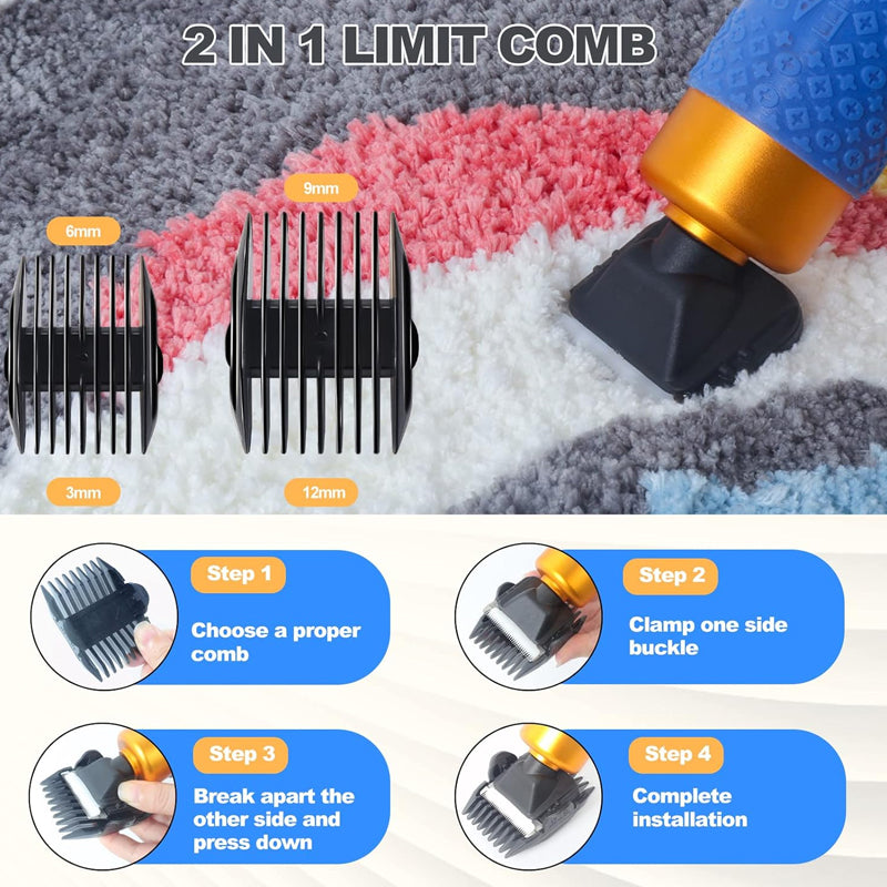 Carpet Trimmer 200W Electric 6-Speed Adjustable Carpet Carving Clippers Rug Carver