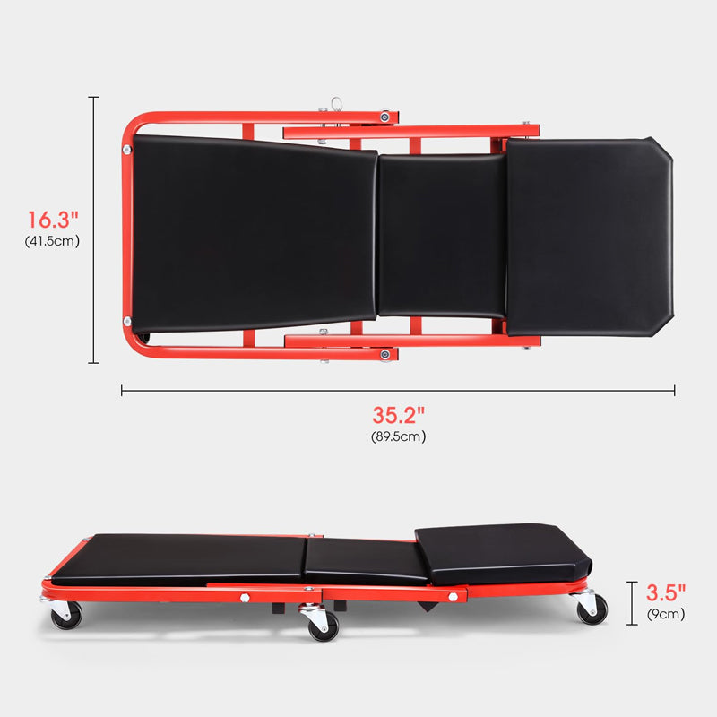 36 Inches 2 IN 1 Z Creeper Seat Rolling Folding Creeper/Seat Auto Mechanics Shop Garage Work Stool