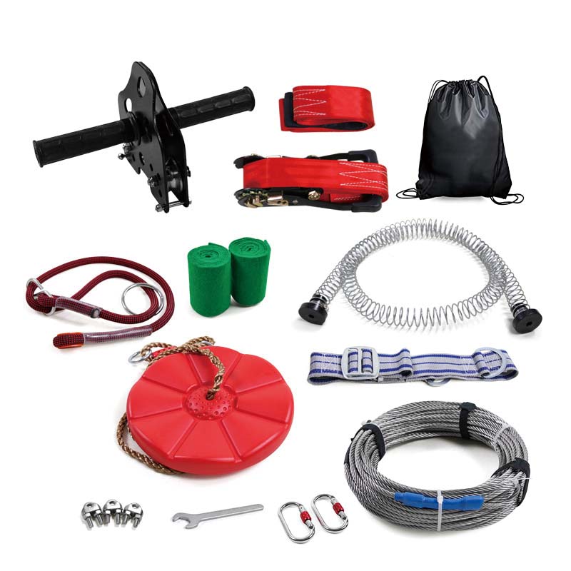 100 Feet Backyard Zip Line Kit for Kids,Playground Entertainment with Zipline, Christmas and Birthday Gifts for Kids(Red)