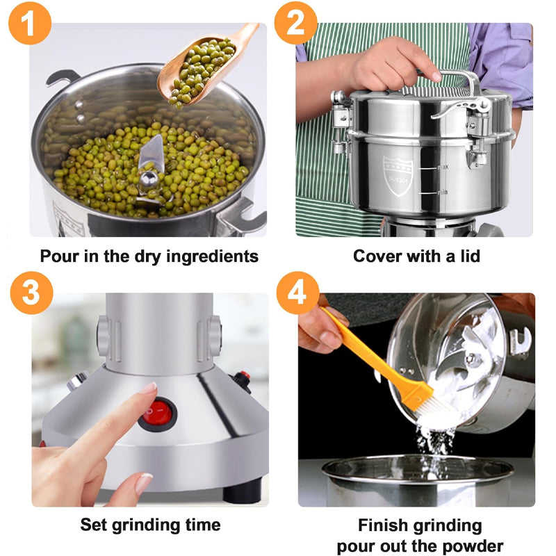 150g Electric Grain Mill Grinder 1500W High Speed Spice Grinder Commercial Pulverizer Powder Machine