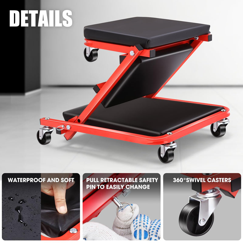 36 Inches 2 IN 1 Z Creeper Seat Rolling Folding Creeper/Seat Auto Mechanics Shop Garage Work Stool