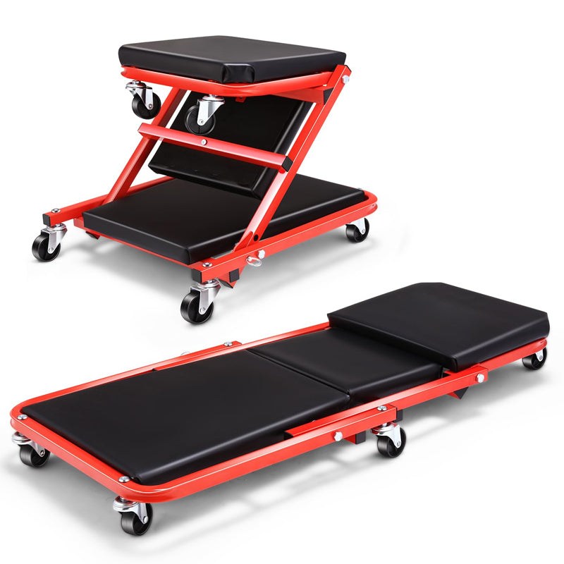 36 Inches 2 IN 1 Z Creeper Seat Rolling Folding Creeper/Seat Auto Mechanics Shop Garage Work Stool