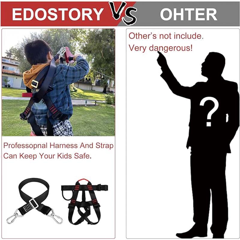 100 Feet Backyard Zip Line Kit for Kids,Playground Entertainment with Zipline, Christmas and Birthday Gifts for Kids(Red)