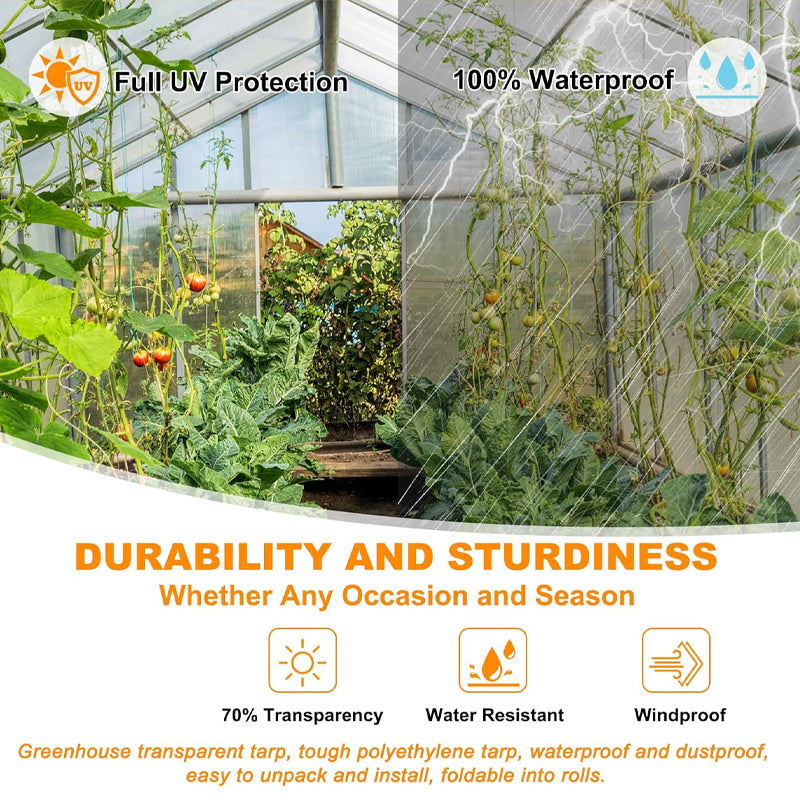 16 Mil 20x30 ft Greenhouse Cover Clear Plastic Tarp Heavy Duty Waterproof Poly Tarp Outdoor Tarpaulin