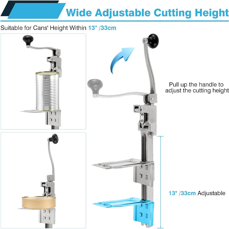 Manual Can Opener For Cans Up to 13" Tall with Plated Steel Base for Restaurant Hotel Food Store