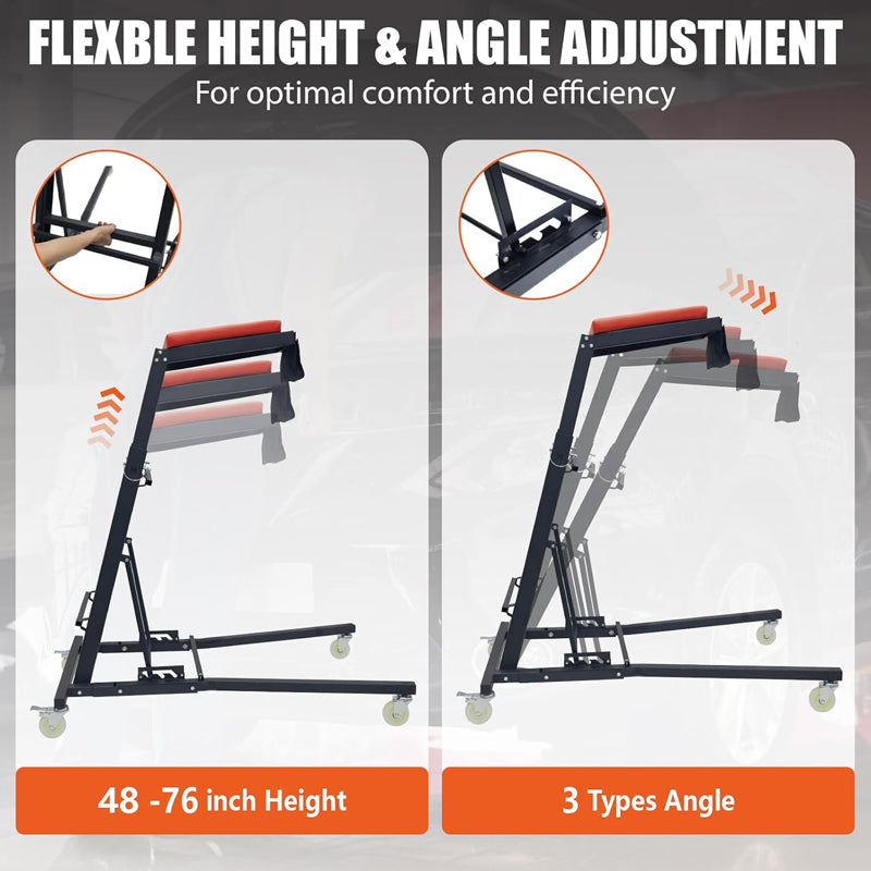 48"-76" Height Large Topside Creeper 400 LBS Capacity Foldable Car Creeper for Auto Repair Maintenance