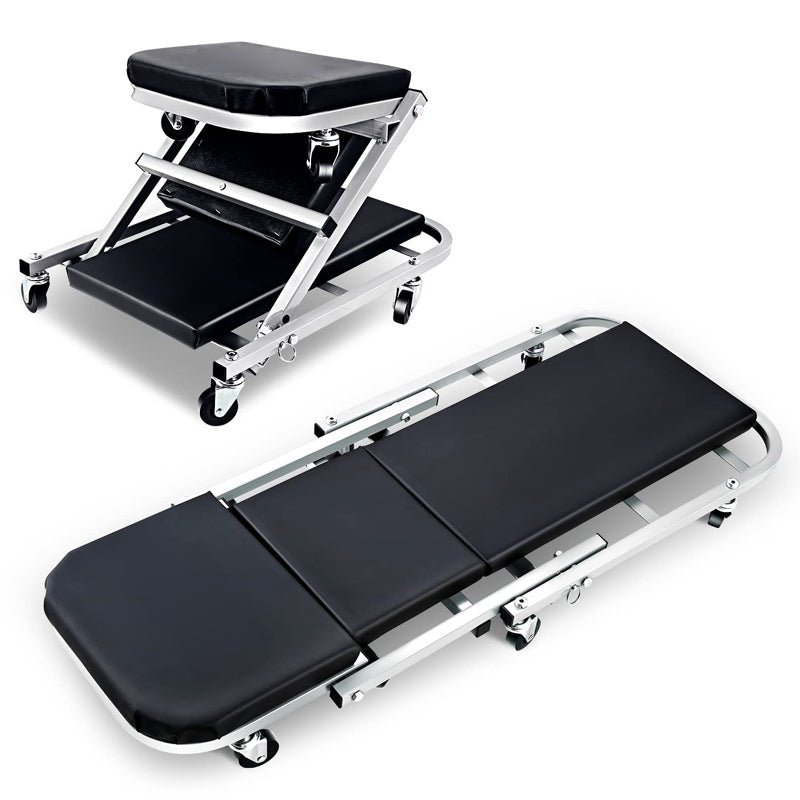 40 Inches 2 IN 1 Z Creeper Seat 150kg Weight Capacity Rolling Folding Car Creeper/Seat