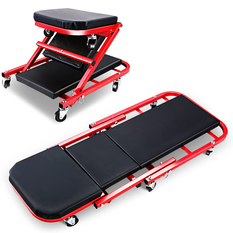40 Inches 2 IN 1 Z Creeper Seat 150kg Weight Capacity Rolling Folding Car Creeper/Seat