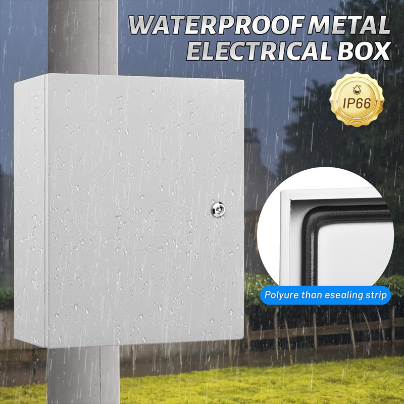 16 x 12 x 8" Steel Electrical Enclosure Outdoor/Indoor Junction Box IP66 Waterproof Enclosure
