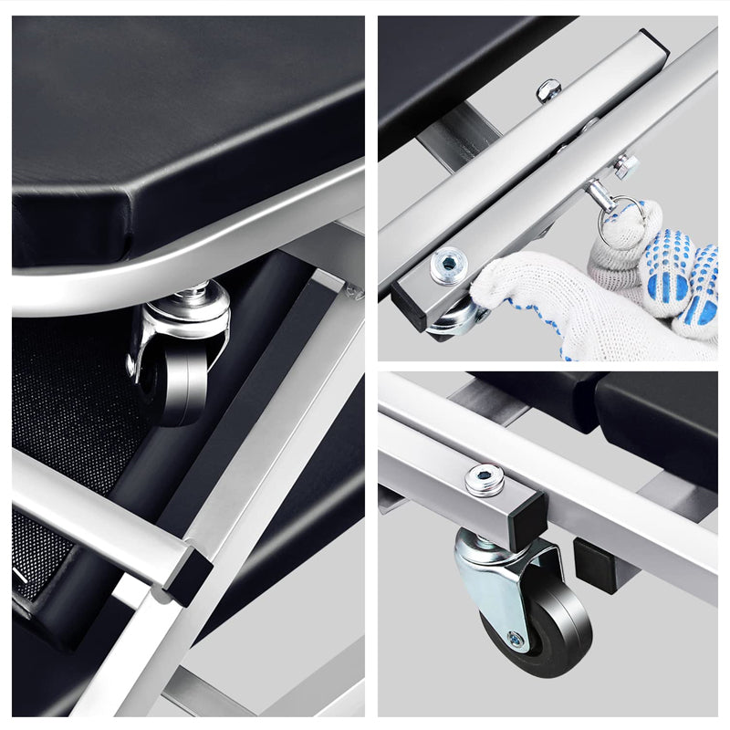 40 Inches 2 IN 1 Z Creeper Seat 150kg Weight Capacity Rolling Folding Car Creeper/Seat