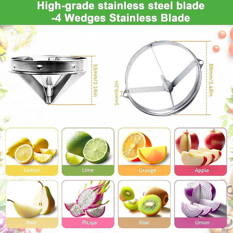 4-Section Commercial Lemon Cutter Stainless Steel Blade Fruit Lime Slicer for Home Bar Restaurant