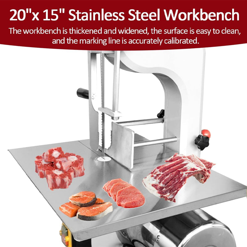 Commercial Electric Meat Bandsaw Machine 1500W 15m/s Bone Saw Machine with 6 Saw Blades