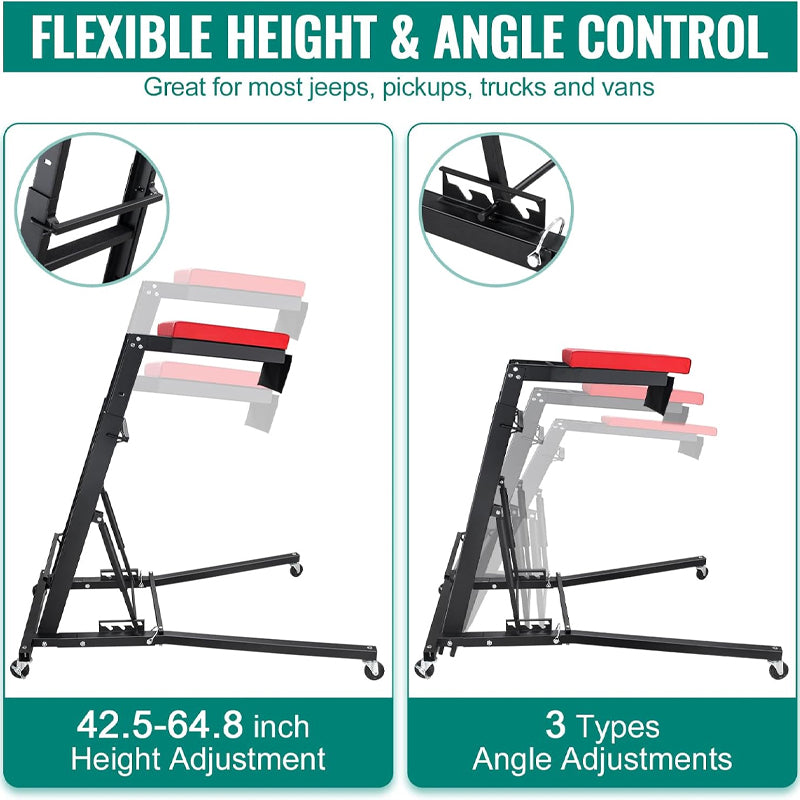 42.5"-64.8" Automotive Top Creeper 400 LBS Capacity 4 Swivel Caster Wheels for Workshop Repair