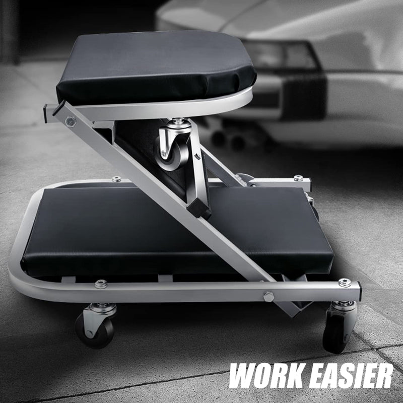 40 Inches 2 IN 1 Z Creeper Seat 150kg Weight Capacity Rolling Folding Car Creeper/Seat